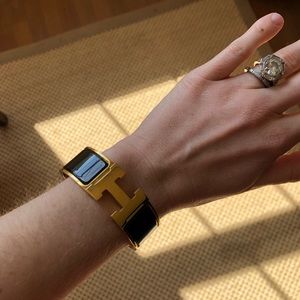 Hermès Clic Clac H Bracelet with Black and Gold